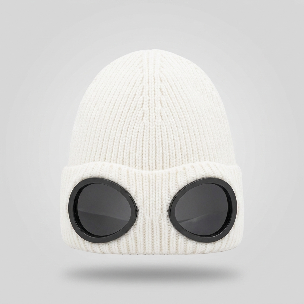 White BoggleGoggle beanie