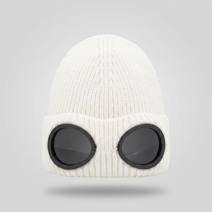 White BoggleGoggle beanie